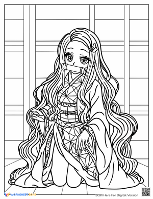 Detailed Nezuko Coloring Page