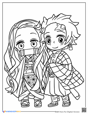 Demon Slayer Anime Characters Coloring Page