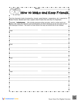 Make and Keep Friends Worksheet