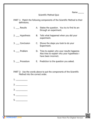 Scientific Method Quiz Worksheet