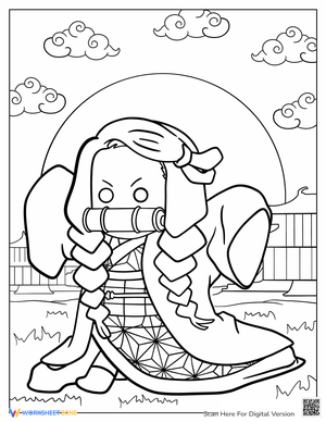Angry Chibi Nezuko Coloring Page
