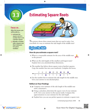 Estimating Square Roots Worksheet