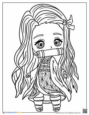 Cute Chibi Nezuko Coloring Page