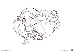Bright Chibi Nezuko Coloring Page