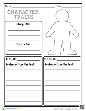 Printable Character Traits Graphic Organizer | Grade 4