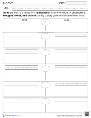 Character Traits Worksheet 4