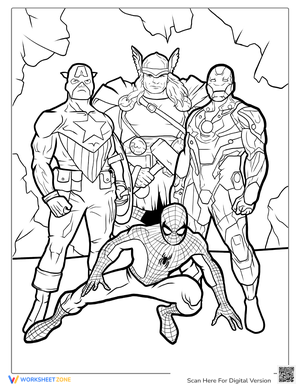 Spider Man With Thor Captain America And Iron Man