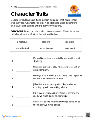 Deciphering Descriptive Worksheet