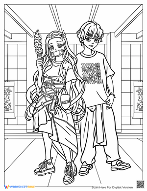 Modern Nezuko and Zenitsu Worksheet