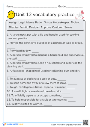 Unit 12 vocabulary practice