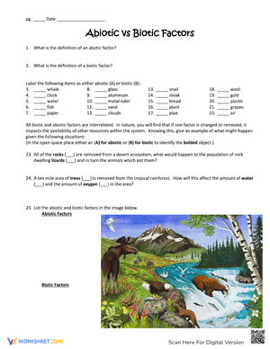 Grade 7 Abiotic Vs Biotic Factors Worksheets 2024