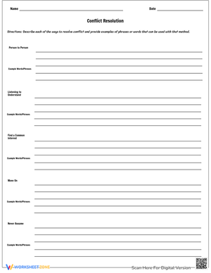 Effective Conflict Resolution Sheet