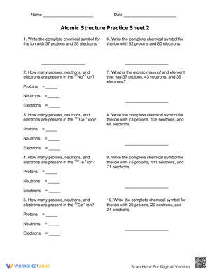 Atomic Structure Practice Sheet