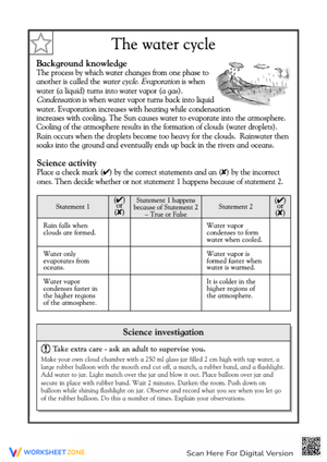 Water Cycle Worksheet for Science Students