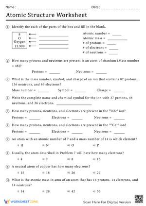 Basic Atomic Structure Practice with Answer Keys