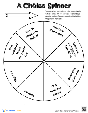 Conflict Resolution Choice Spinner Worksheet