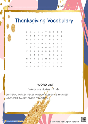 Thanksgiving Vocabulary