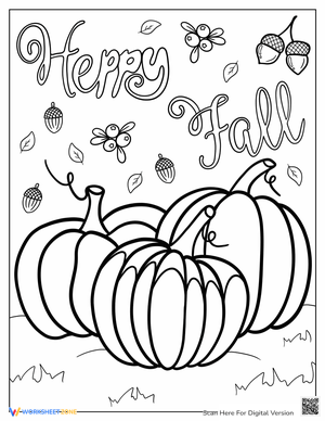 Happy Fall with Pumpkin Worksheet