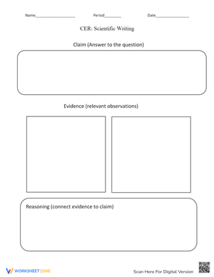 CER: Scientific Writing Worksheet