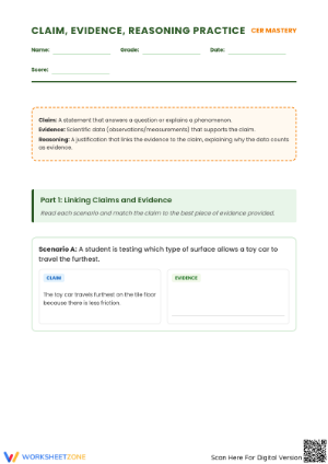 Essential Claim, Evidence, Reasoning Practice | Grade 5