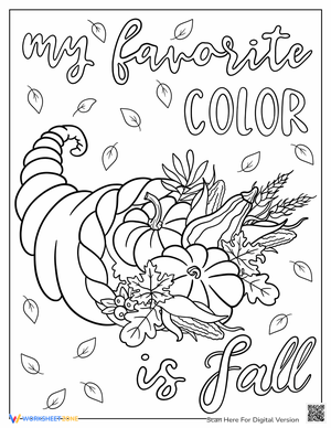 Realistic Pumpkins and Autumn Leaves Worksheet