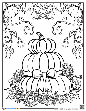 Three Pumpkins on Top of Each Other with Bow