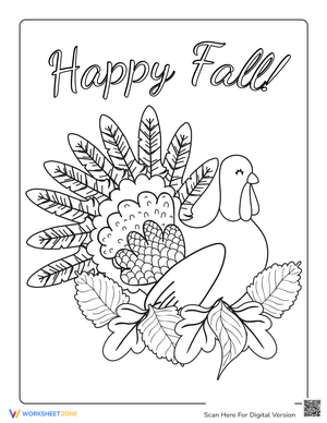 Happy Fall Turkey Worksheet