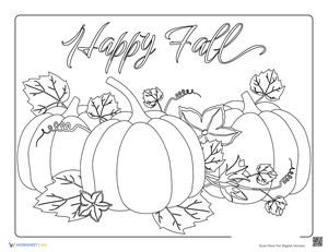 Happy Fall Pumpkins with Leaves