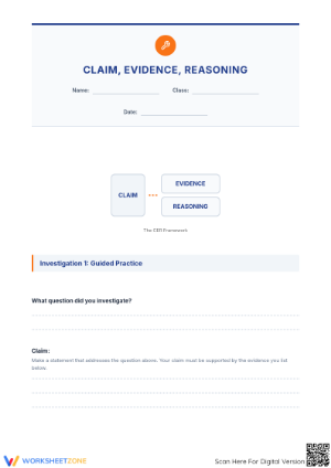 CER (Claim, Evidence, Reasoning) Practice Worksheet