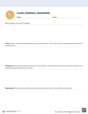 CER (Claim, Evidence, Reasoning) Practice Worksheet