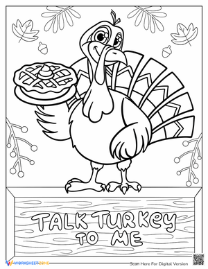 Thanksgiving Turkey with Pumpkin Pie Worksheet