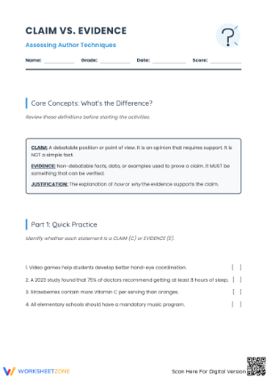 Assessing Author Techniques Worksheet