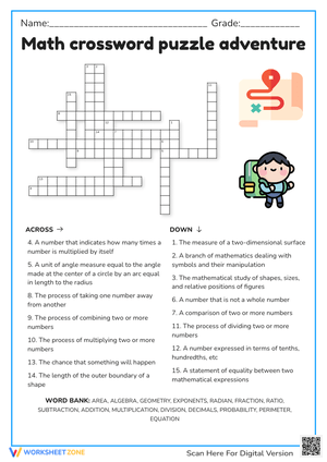 Math Crossword Puzzle: Vocabulary Adventure for Grades 4-7