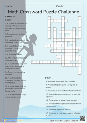 Math Crossword Puzzle: Algebra, Geometry & More! Grades 6-8