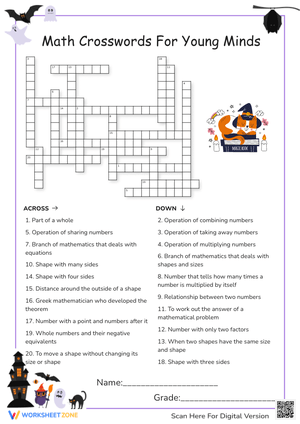 Math Crossword Puzzle - Vocabulary & Concepts for Kids!