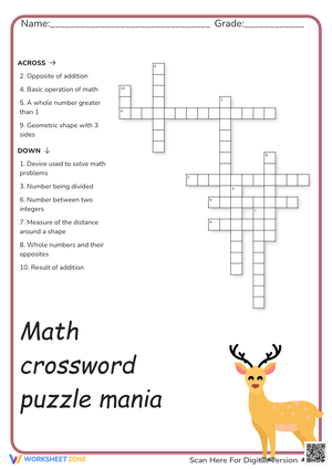 Math Concepts Crossword Puzzle - Fun Vocabulary Practice!