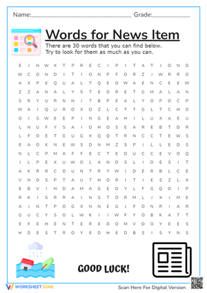 News item word-search puzzle