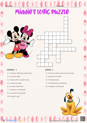 Disney Character Crossword Puzzle - Mickey & Friends Fun!