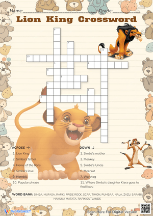 Lion King Crossword