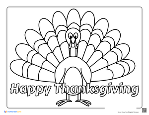 Happy Thanksgiving Turkey Coloring Page