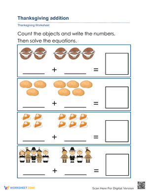 Thanksgiving Addition Worksheet