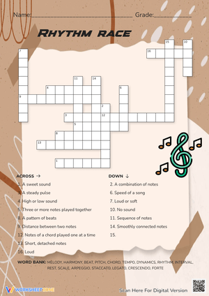 Rhythm Race: Music Theory Crossword Puzzle - Learn Musical Terms!
