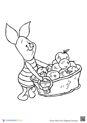 Piglet Harvesting Apples Worksheet