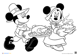 Mickey and Minnie Thanksgiving Dinner Worksheet