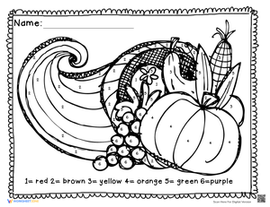 Thanksgiving Coloring by Number Worksheet