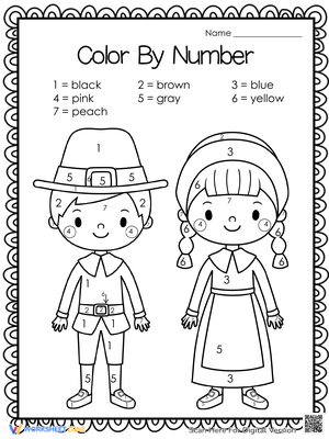 Thanksgiving Color by Code Worksheet