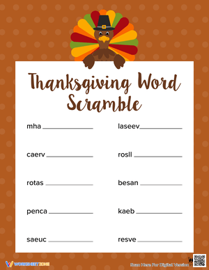 Thanksgiving Word Scramble Printable