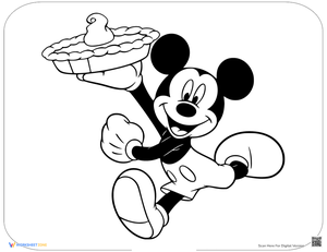 Mickey Mouse with Pie Thanksgiving Worksheet