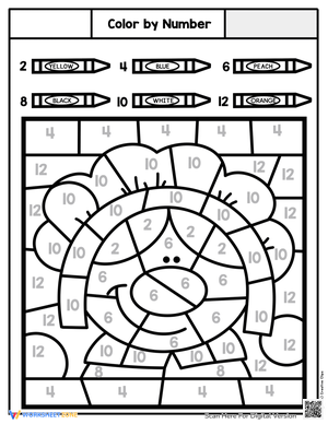 Thanksgiving Color by Number Count by 2s