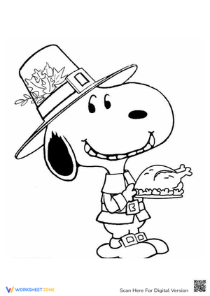 Snoopy Thanksgiving Dinner Coloring Page